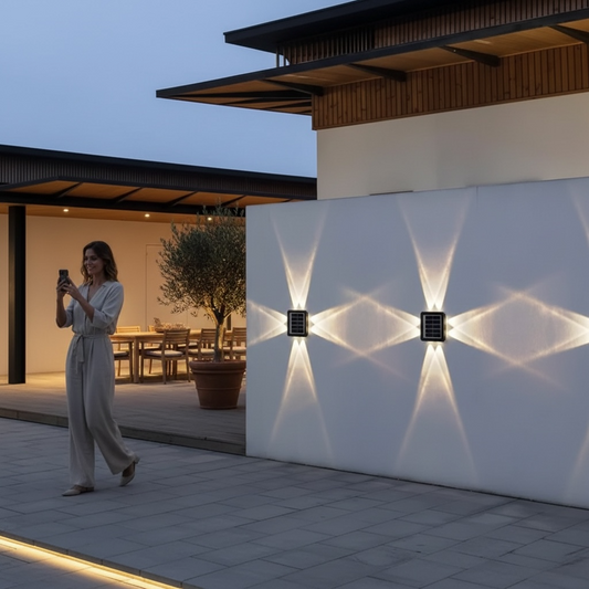 LED Solar 4 Way Wall Lamp Warm White