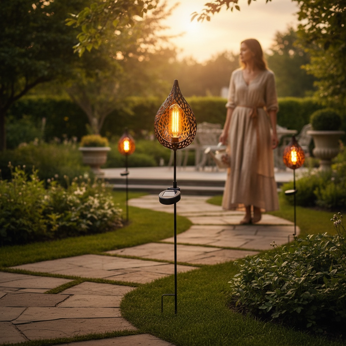 Teardrop Flamelight Garden Solar Light on Stake