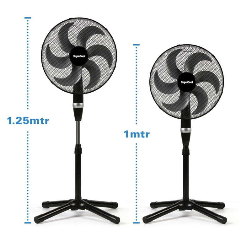 SupaCool High Velocity Pedestal Fan Black With Adjustable Height And Tilt For Home Office Cooling