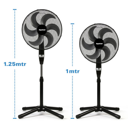 SupaCool High Velocity Pedestal Fan Black With Adjustable Height And Tilt For Home Office Cooling