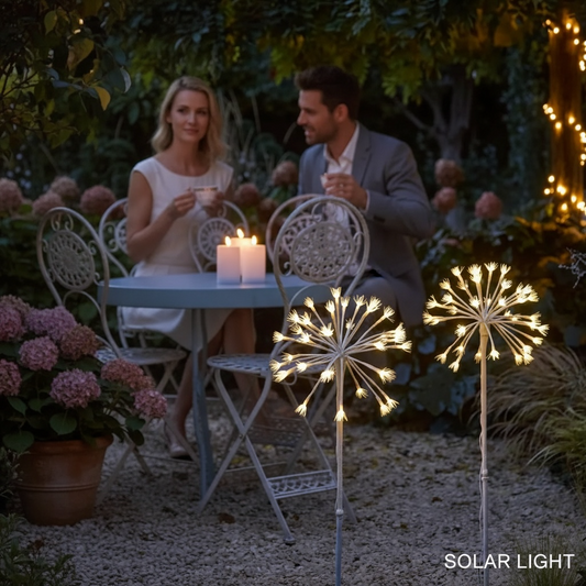 White Wild Fennel Solar Light With 36 Warm White LEDs Dual Powered Battery Built In 1m Tall For Indoor And Outdoor Use