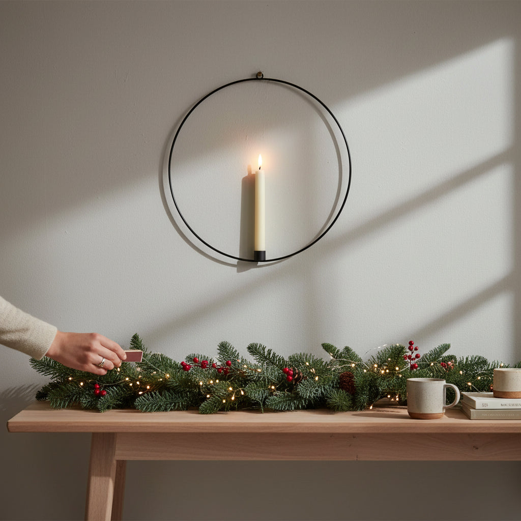 45cm Hanging Candle Ring Light – Black House, Home & Garden