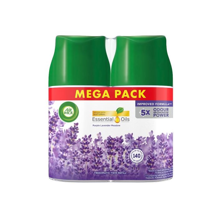 Airwick Freshmatic Refill 250ml Purple Lavender Meadow Scent Twin Pack For Automatic Air Freshener