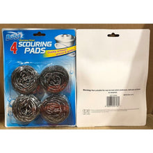 Duzzit 4 Pack Stainless Steel Scouring Pads Heavy Duty Scrubbing for Kitchen and Bathroom