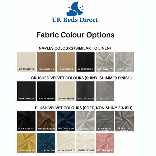 Fabric Samples: Best Fabric Available at UKBedsDirect UK Beds Direct ltd