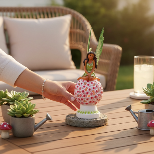 Resin Fairy Flower Ball with Solar Lights