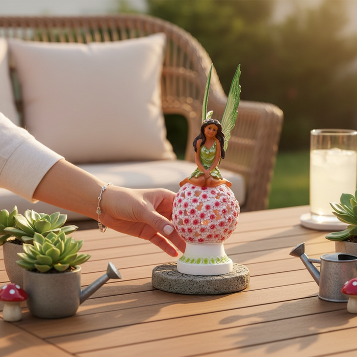 Resin Fairy Flower Ball with Solar Lights
