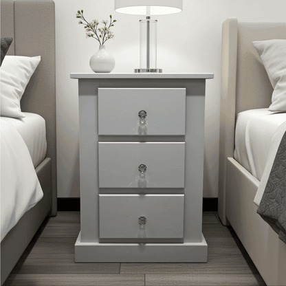 Aylesbury Mid Oak 3 Drawer Bedside Cabinet – Solid FSC-Certified Wood, Assembled UK Beds Direct ltd