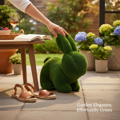 Monty The Lying Artificial Grass Bunny Rabbit Garden Ornament 35cm UV Stabilised Outdoor Decor