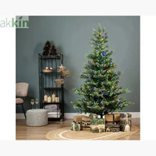 6ft 1.8m Geneva Fir GB Artificial Christmas Tree with Built In Multi Colour Micro LED Lights Indoor AK Kin Garden Supplies