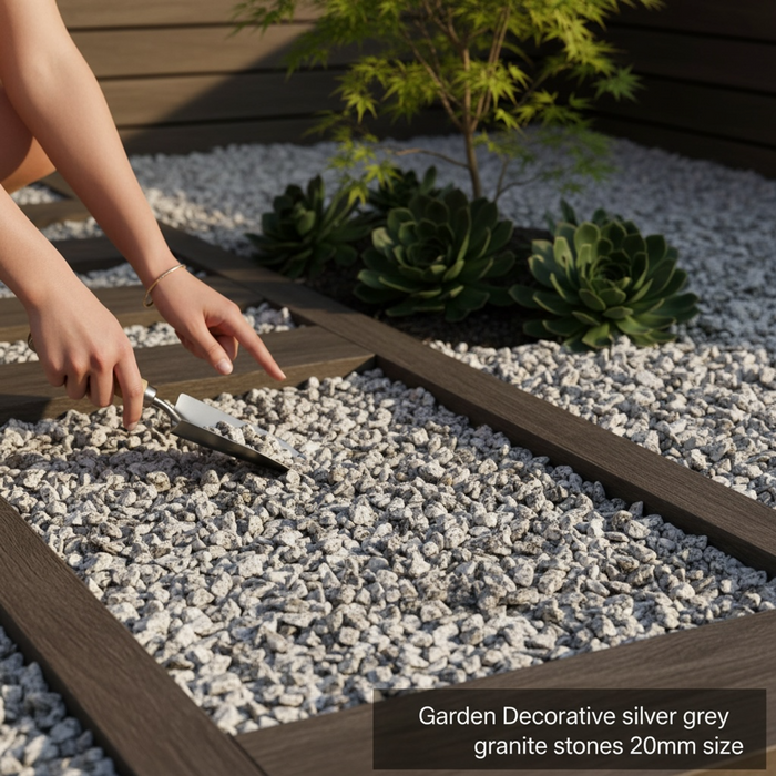 Decorative Silver Grey Granite Stones 20mm 25kg