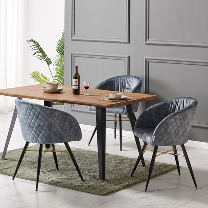 Vittorio Rocco LUX 5PCs Dining Set includes an Oak Dining Table and Set of 4 Dining Chairs PN Home