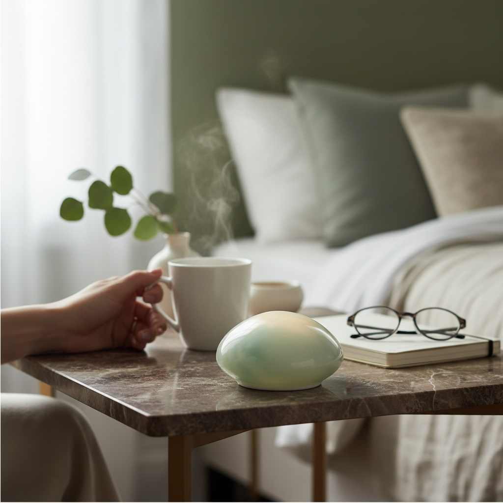 Rokka Glass Lamp Green With 3 Warm White LEDs Rechargeable Tap Sensor Adjustable Brightness USB C Cable Included