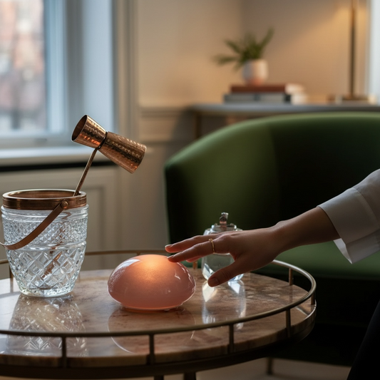 Rokka Glass Lamp Amber LED Light With Touch Sensor Rechargeable Night Light USB C Charging Indoor Use Only