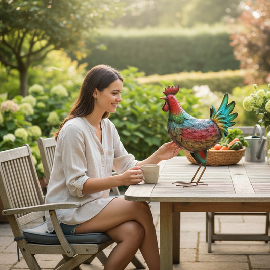 Hand Painted Metal Hen