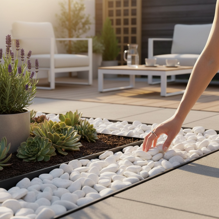 Aegan White Marble Cobbles 40-20mm Decorative Garden Stones 25kg