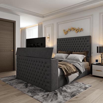 Wilton Chesterfield Upholstered Electric Tv Bed Frame UK Beds Direct ltd
