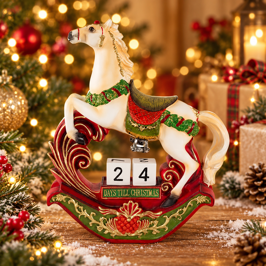 Christmas Countdown Rocking Horse Decoration 30cm White