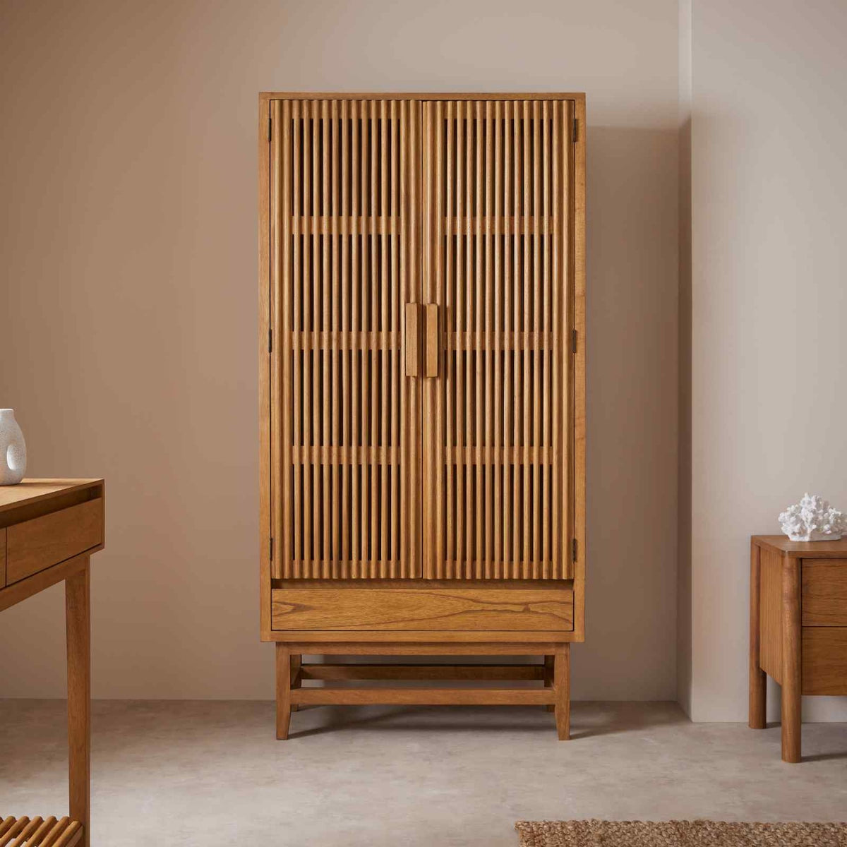 Melia Light Oak Wardrobe with Drawer