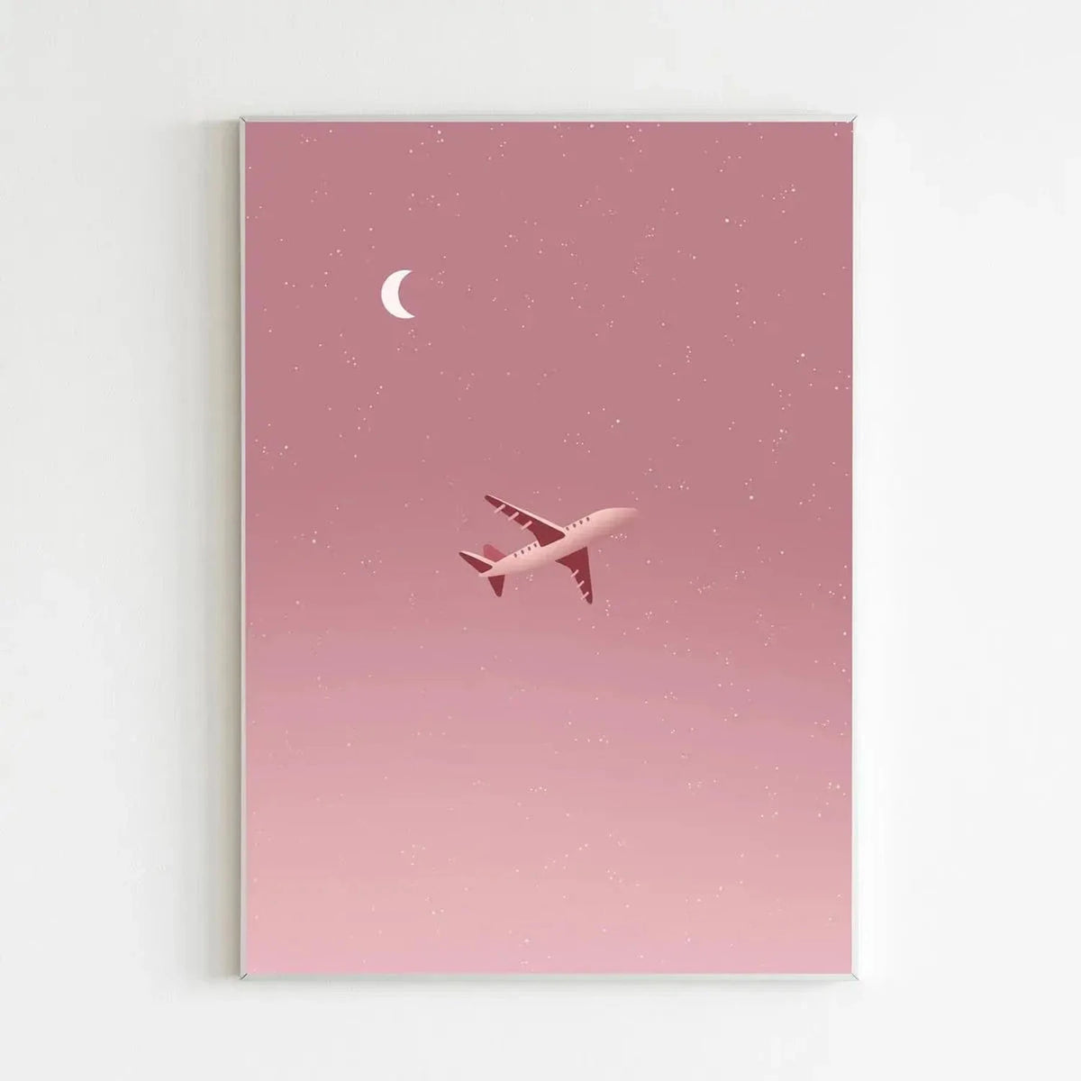 Airplane Pink Sunset Wall Art Print A5 (148 x 210mm) AK Kin Garden Supplies