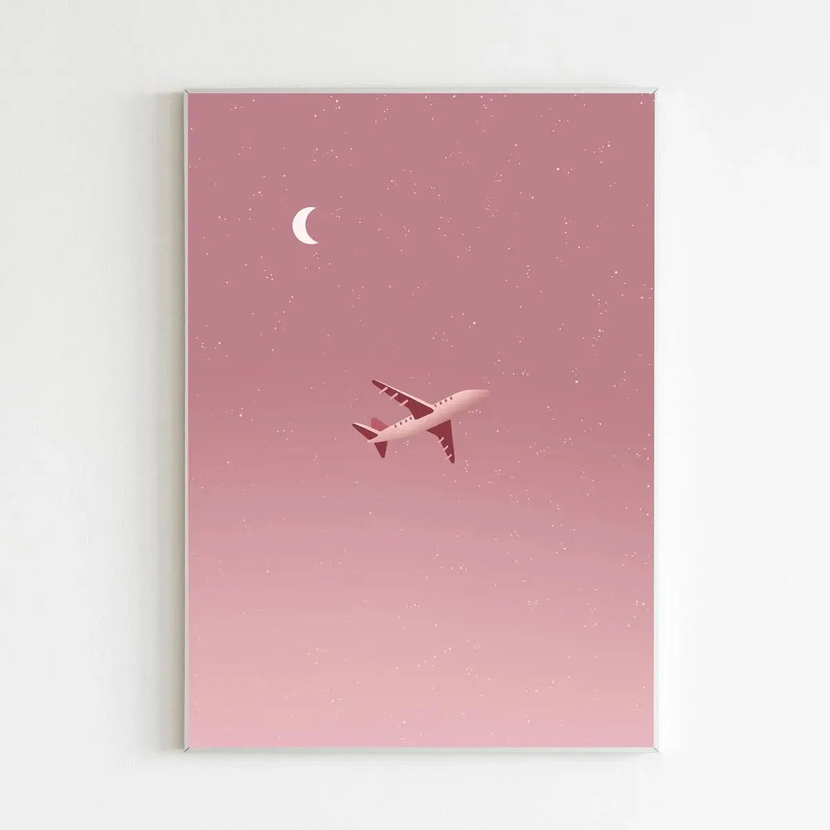 Airplane Pink Sunset Wall Art Print A5 (148 x 210mm) AK Kin Garden Supplies