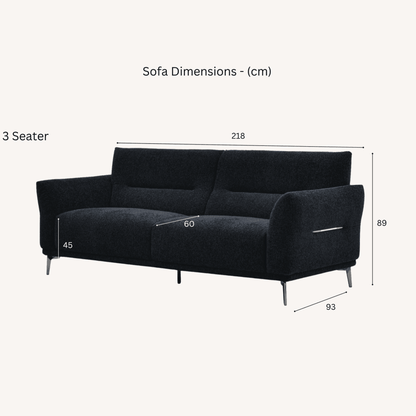 Aluxo Albany Sofa Range in Black Lux Boucle Fabric UK Beds Direct ltd