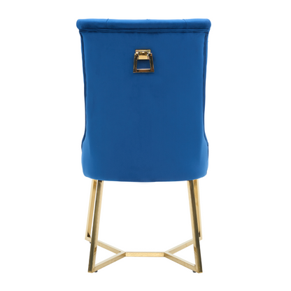 Ambra Velvet Dining Chair – Tufted Luxury Accent with Gold Legs & Ring Pull PN Home