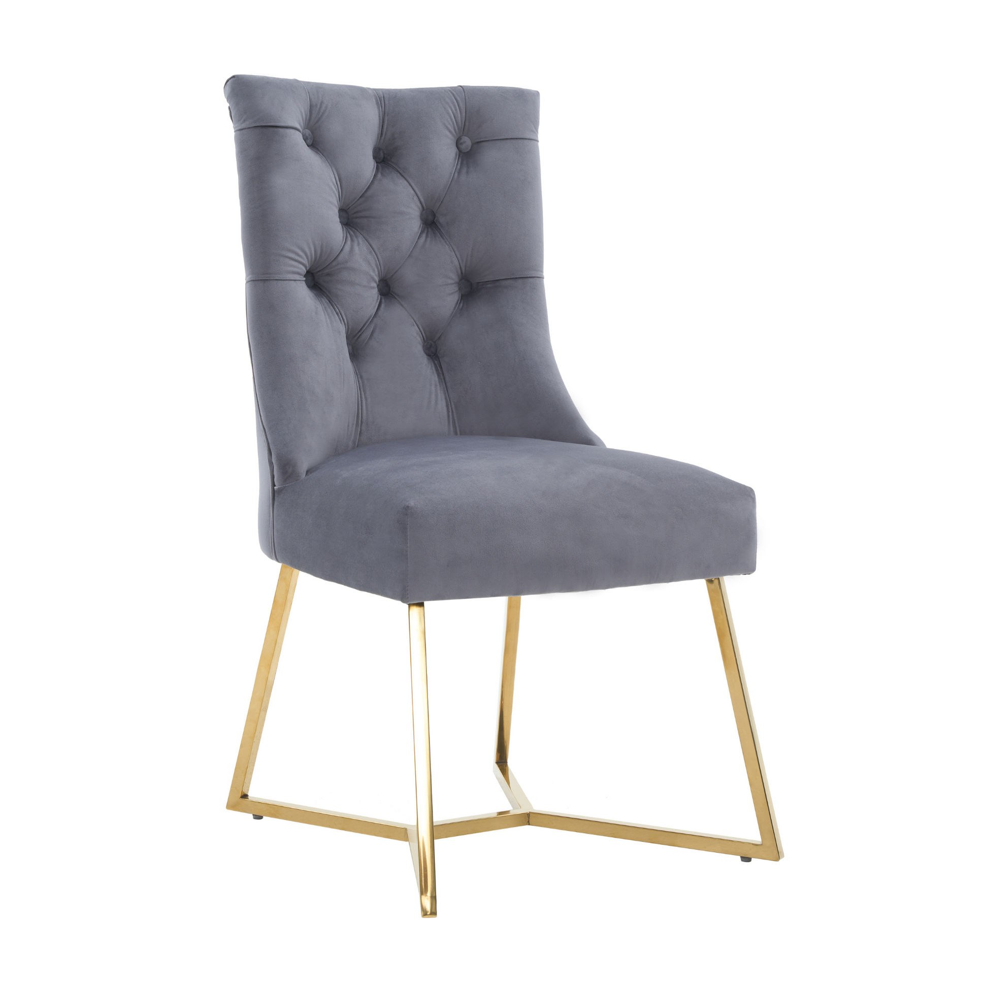 Ambra Velvet Dining Chair – Tufted Luxury Accent with Gold Legs & Ring Pull PN Home