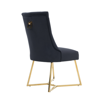 Ambra Velvet Dining Chair – Tufted Luxury Accent with Gold Legs & Ring Pull PN Home