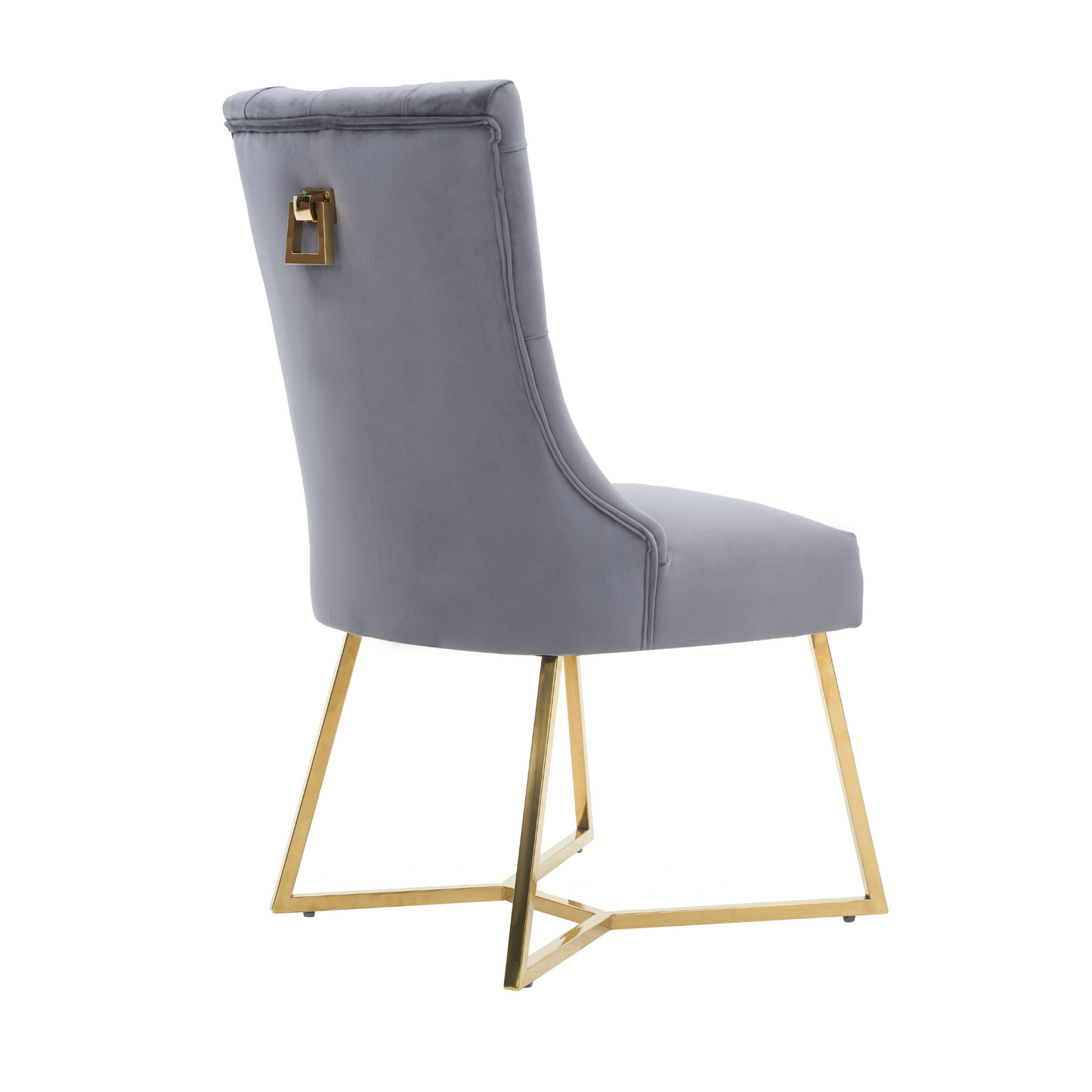 Ambra Velvet Dining Chair – Tufted Luxury Accent with Gold Legs & Ring Pull PN Home