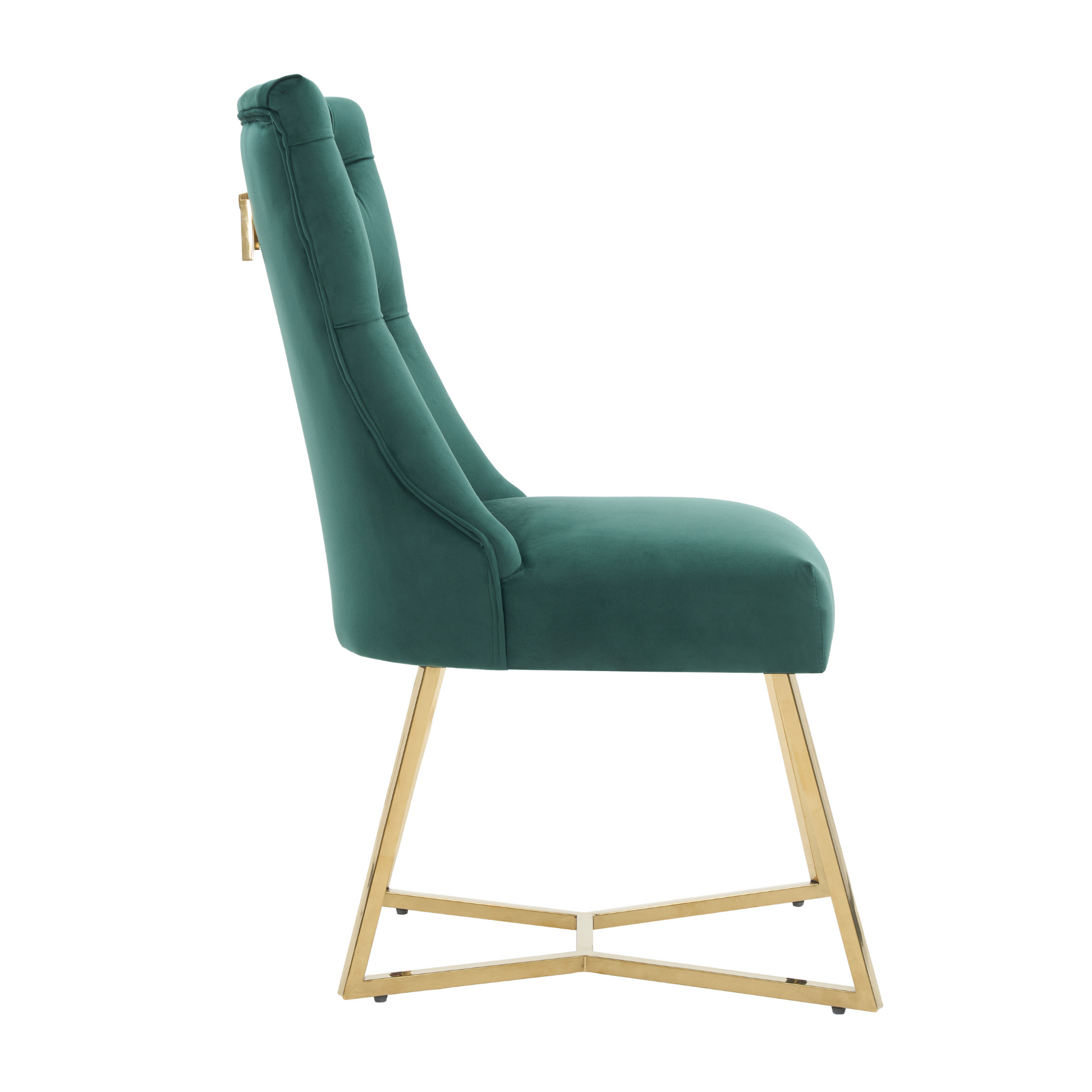 Ambra Velvet Dining Chair – Tufted Luxury Accent with Gold Legs & Ring Pull PN Home