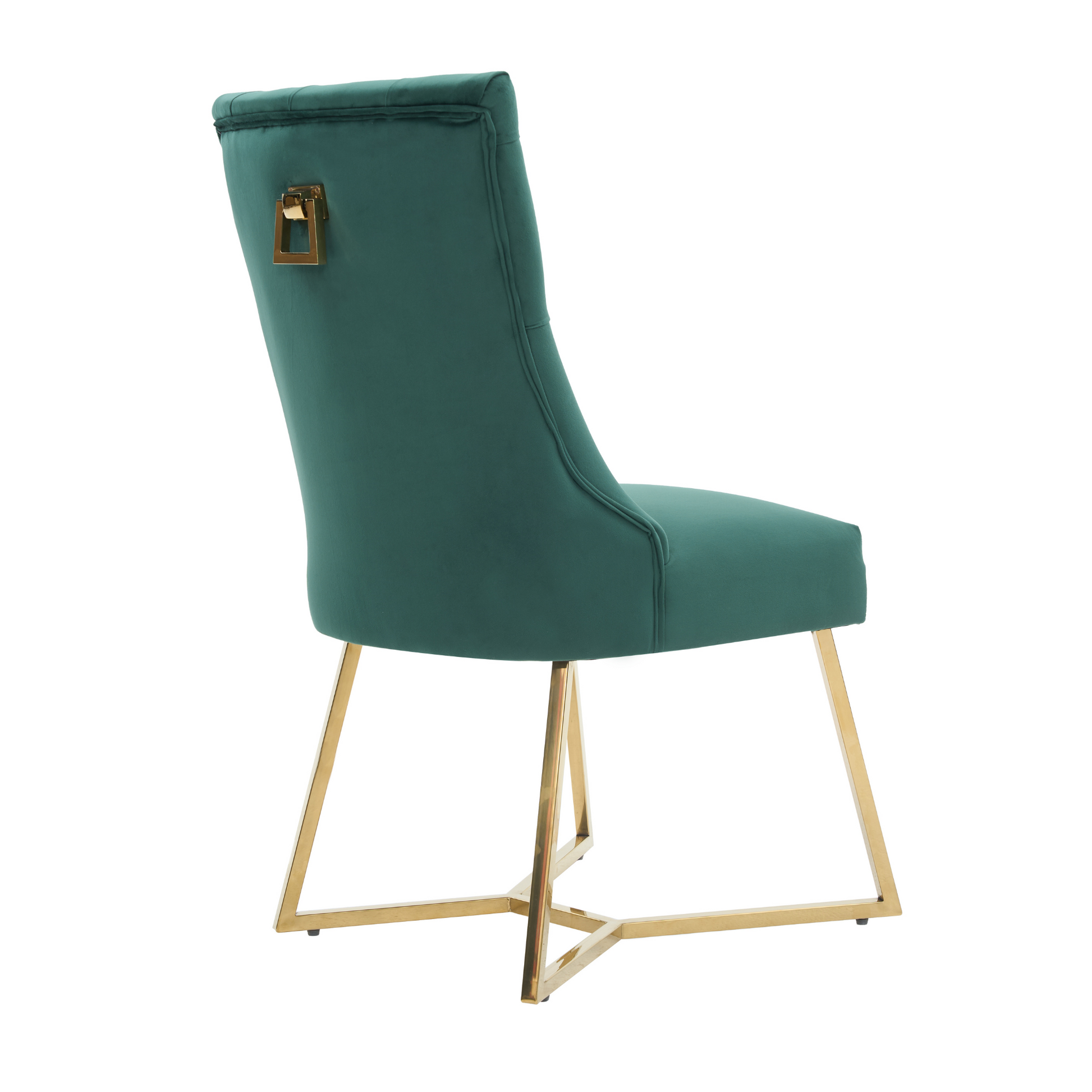 Ambra Velvet Dining Chair – Tufted Luxury Accent with Gold Legs & Ring Pull PN Home