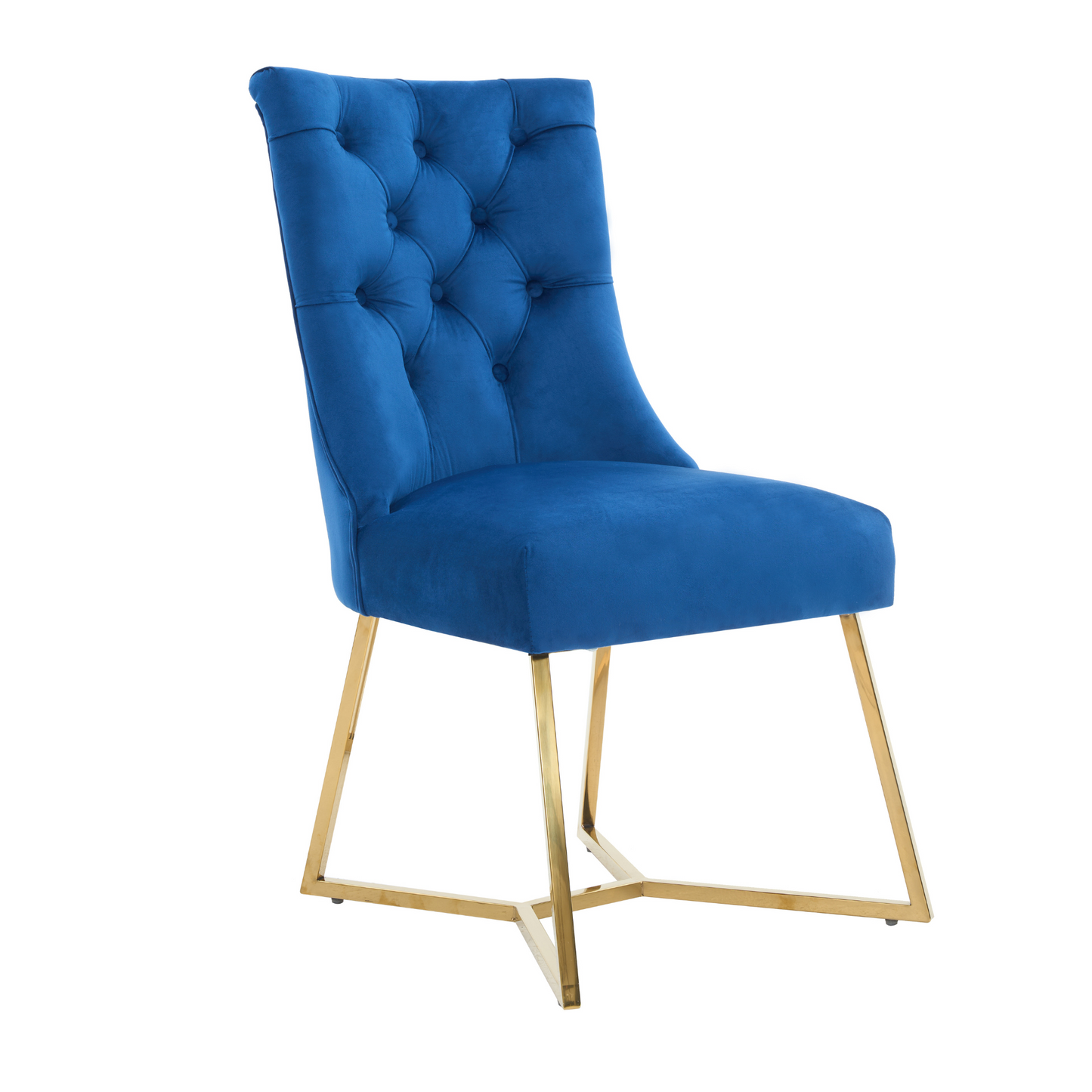 Ambra Velvet Dining Chair – Tufted Luxury Accent with Gold Legs & Ring Pull PN Home