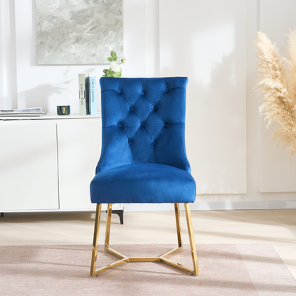 Ambra Velvet Dining Chair – Tufted Luxury Accent with Gold Legs & Ring Pull PN Home