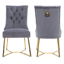 Ambra Velvet Dining Chair – Tufted Luxury Accent with Gold Legs & Ring Pull PN Home