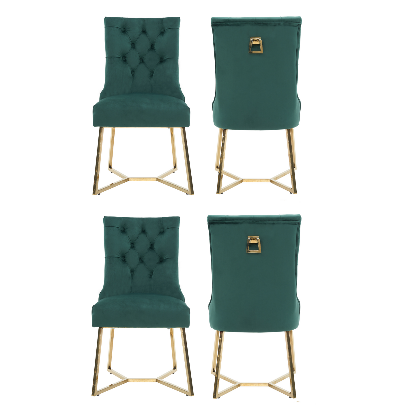 Ambra Velvet Dining Chair – Tufted Luxury Accent with Gold Legs & Ring Pull PN Home