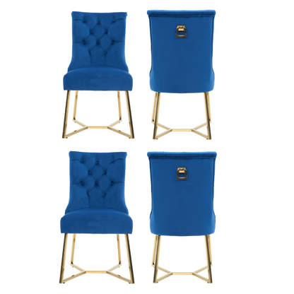 Ambra Velvet Dining Chair – Tufted Luxury Accent with Gold Legs & Ring Pull PN Home