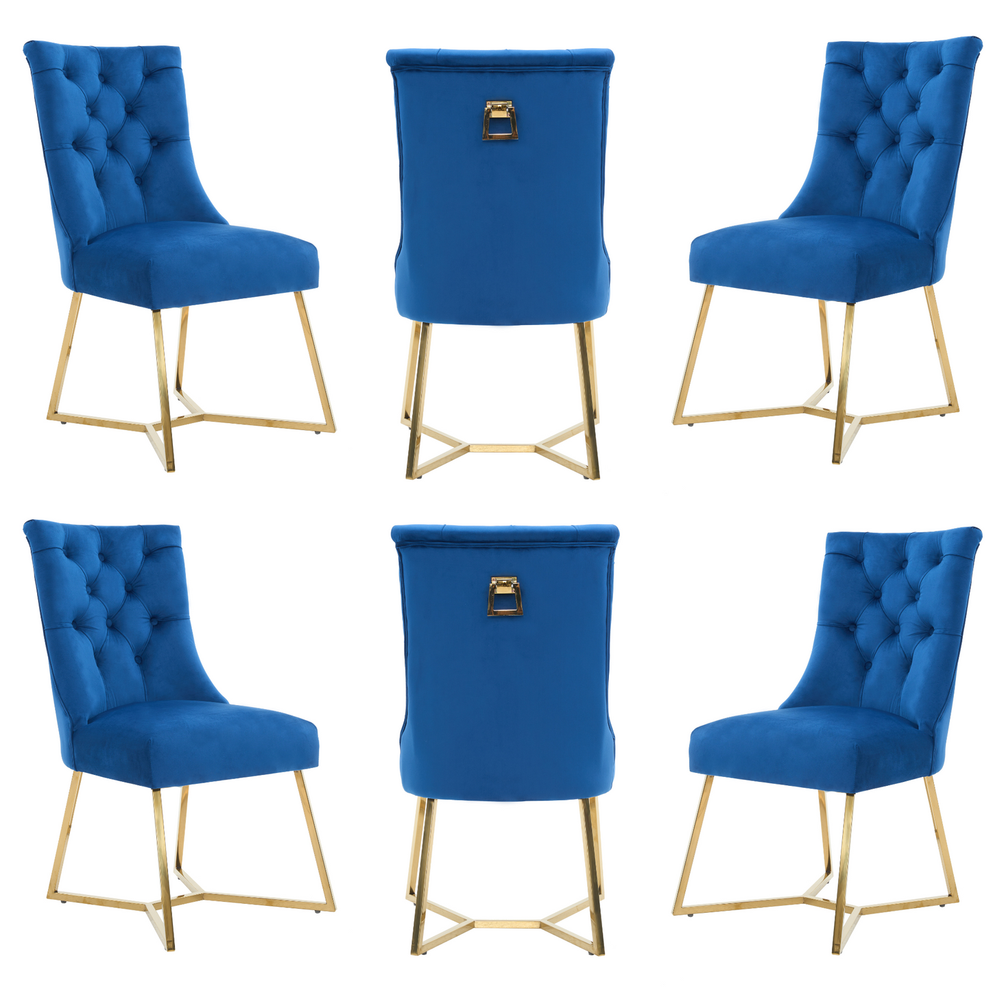 Ambra Velvet Dining Chair – Tufted Luxury Accent with Gold Legs & Ring Pull PN Home