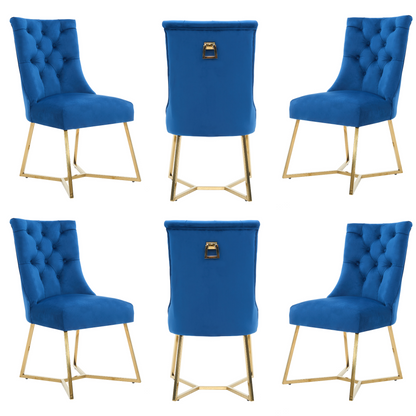 Ambra Velvet Dining Chair – Tufted Luxury Accent with Gold Legs & Ring Pull PN Home