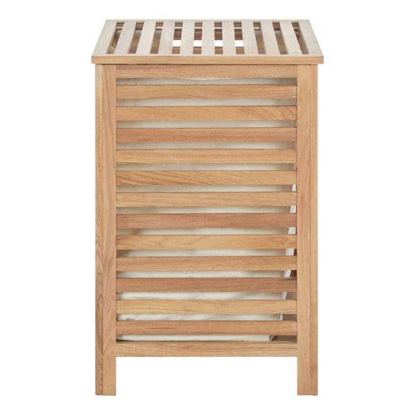 Arla Walnut Wood Laundry Hamper with Lining House, Home & Garden