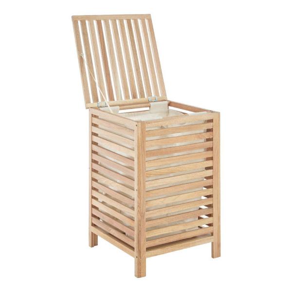 Arla Walnut Wood Laundry Hamper with Lining House, Home & Garden