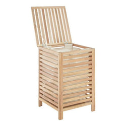 Arla Walnut Wood Laundry Hamper with Lining House, Home & Garden