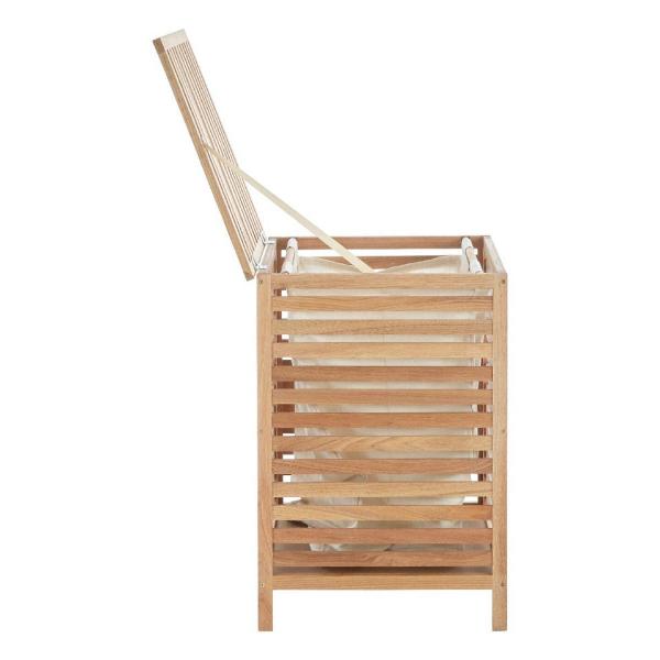 Arla Walnut Wood Laundry Hamper with Lining House, Home & Garden