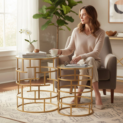 Avantis Maze Design Side Tables – Set of 2 House, Home & Garden