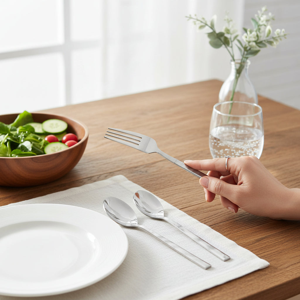 Avie 16 Piece White Faux Marble Cutlery Set House, Home & Garden