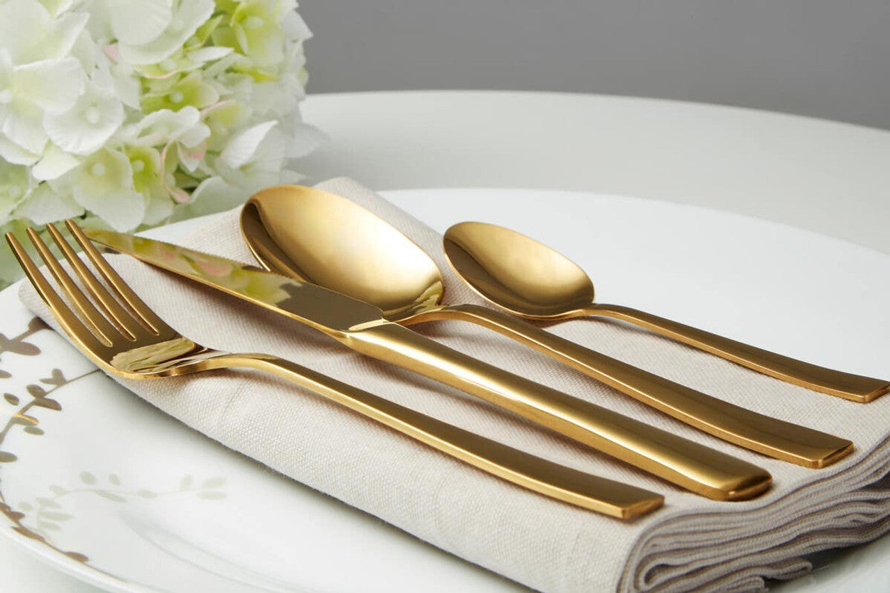 Avie Glow 16 Piece Gold Cutlery Set House, Home & Garden