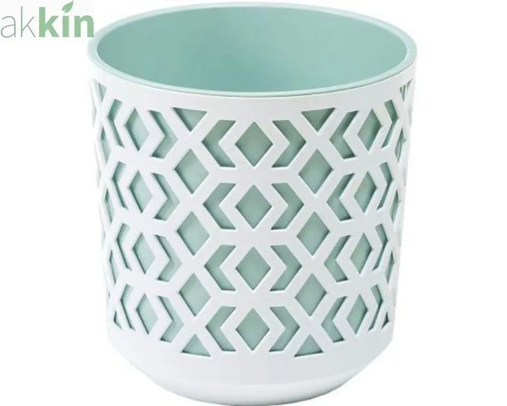 Aztec Decorative Plant Pot 19.5cm - Mint & White AK Kin Garden Supplies