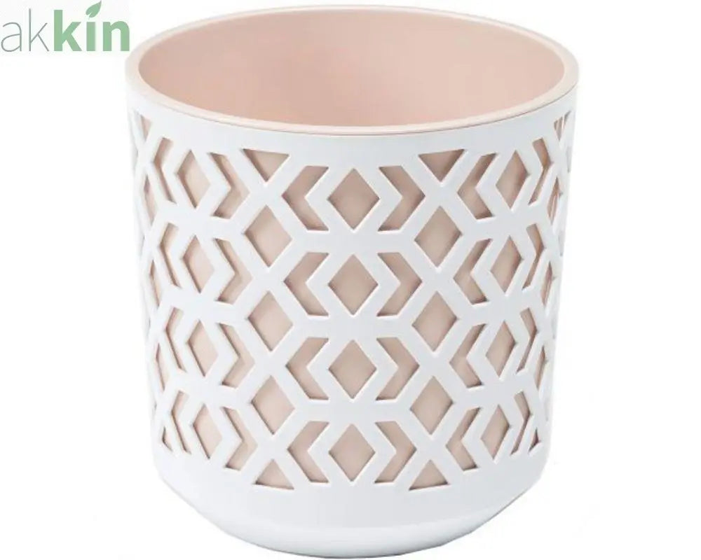 Aztec Decorative Plant Pot 19.5cm - Nude & White AK Kin Garden Supplies
