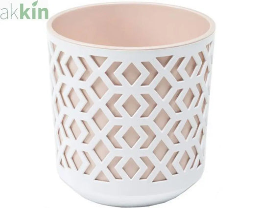 Aztec Decorative Plant Pot 19.5cm - Nude & White AK Kin Garden Supplies