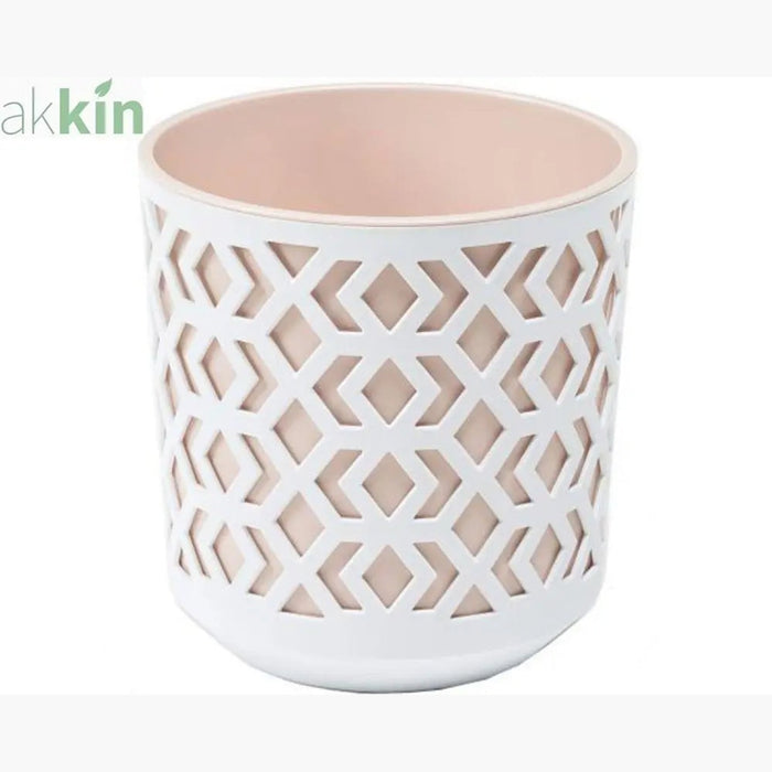 Aztec Decorative Plant Pot 19.5cm - Nude & White AK Kin Garden Supplies